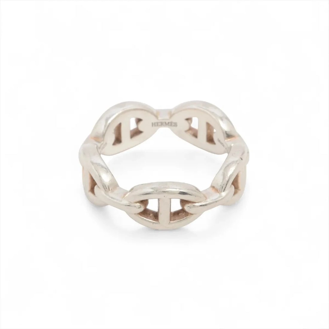 HERMES CHAÎNE D'ANCRE ENCHAINEE RING: Hermes Chaîne d'Ancre Enchainee Ring Brand: Hermes Type/Style: Ring Material: 925, Color: Silver Size: 6.75 - 7 US Accessories: None Accessories Notice: When purchasing pre-owned goods,