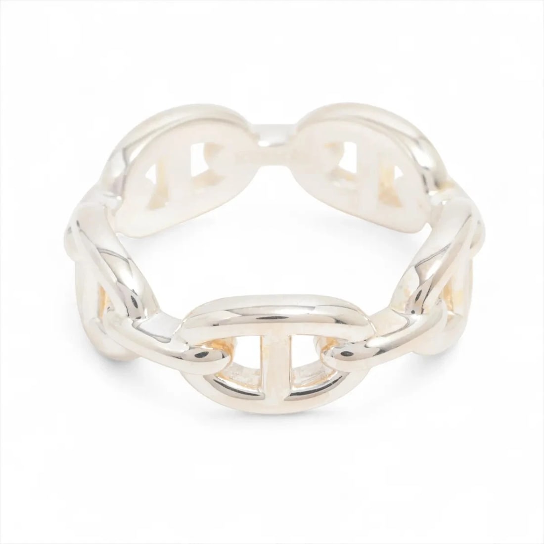 HERMES CHAÎNE D'ANCRE ENCHAINEE RING: Hermes Chaîne d'Ancre Enchainee Ring Brand: Hermes Type/Style: Ring Material: 925, Color: Silver Size: 7.75 - 8 US Accessories: None Accessories Notice: When purchasing pre-owned goods,
