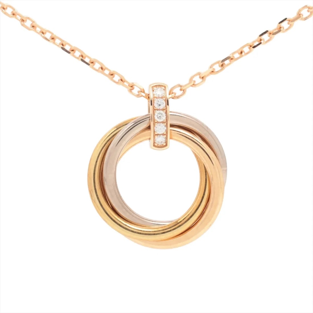 CARTIER TRINITY DIAMOND NECKLACE 750: Cartier Trinity diamond Necklace 750 Brand: Cartier Type/Style: Necklace Material: 750(YG×PG×WG), Main Stone/Creation Natural Color: Not Specified Size: Size(CM) Chain length:42 