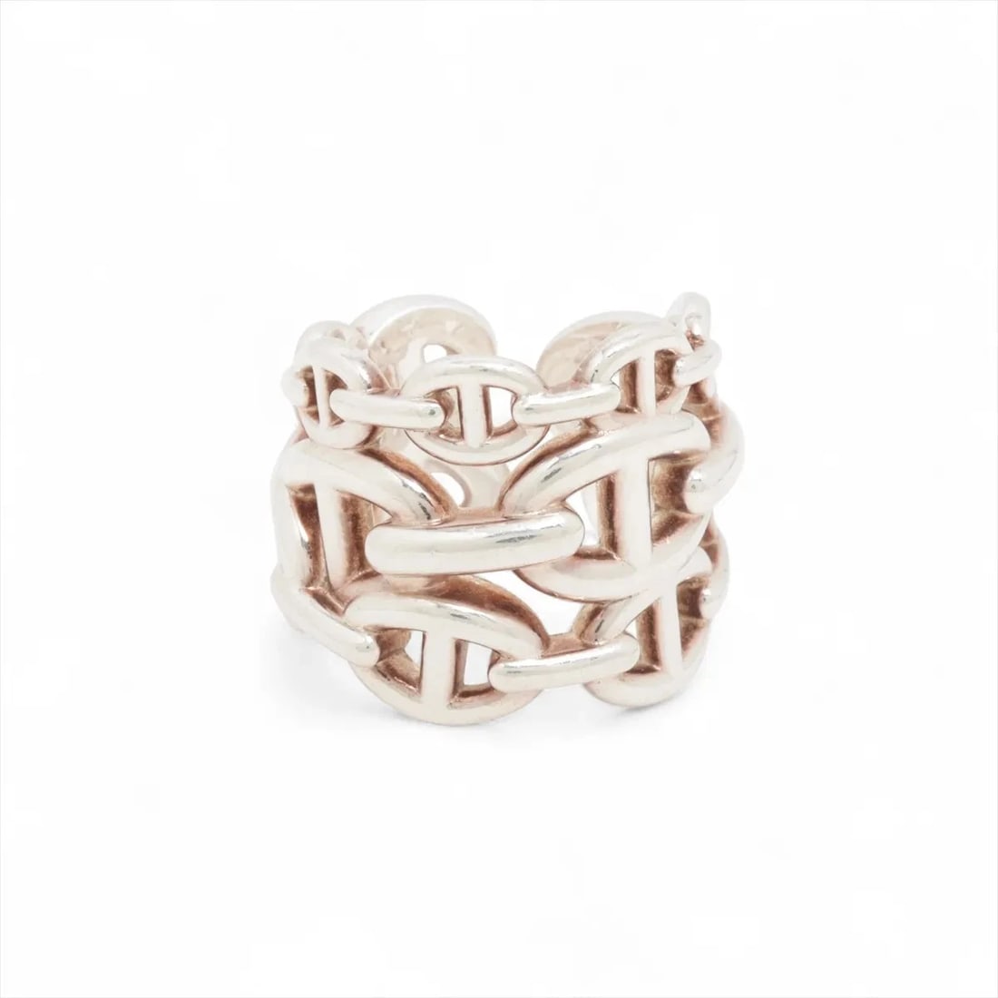HERMES CHAÎNE D'ANCRE ENCHAINEE GM RING: Hermes Chaîne d'Ancre Enchainee GM Ring Brand: Hermes Type/Style: Ring Material: 925, Color: Silver Size: 5.5 - 5.75 US Accessories: None Accessories Notice: When purchasing pre-owned goods,