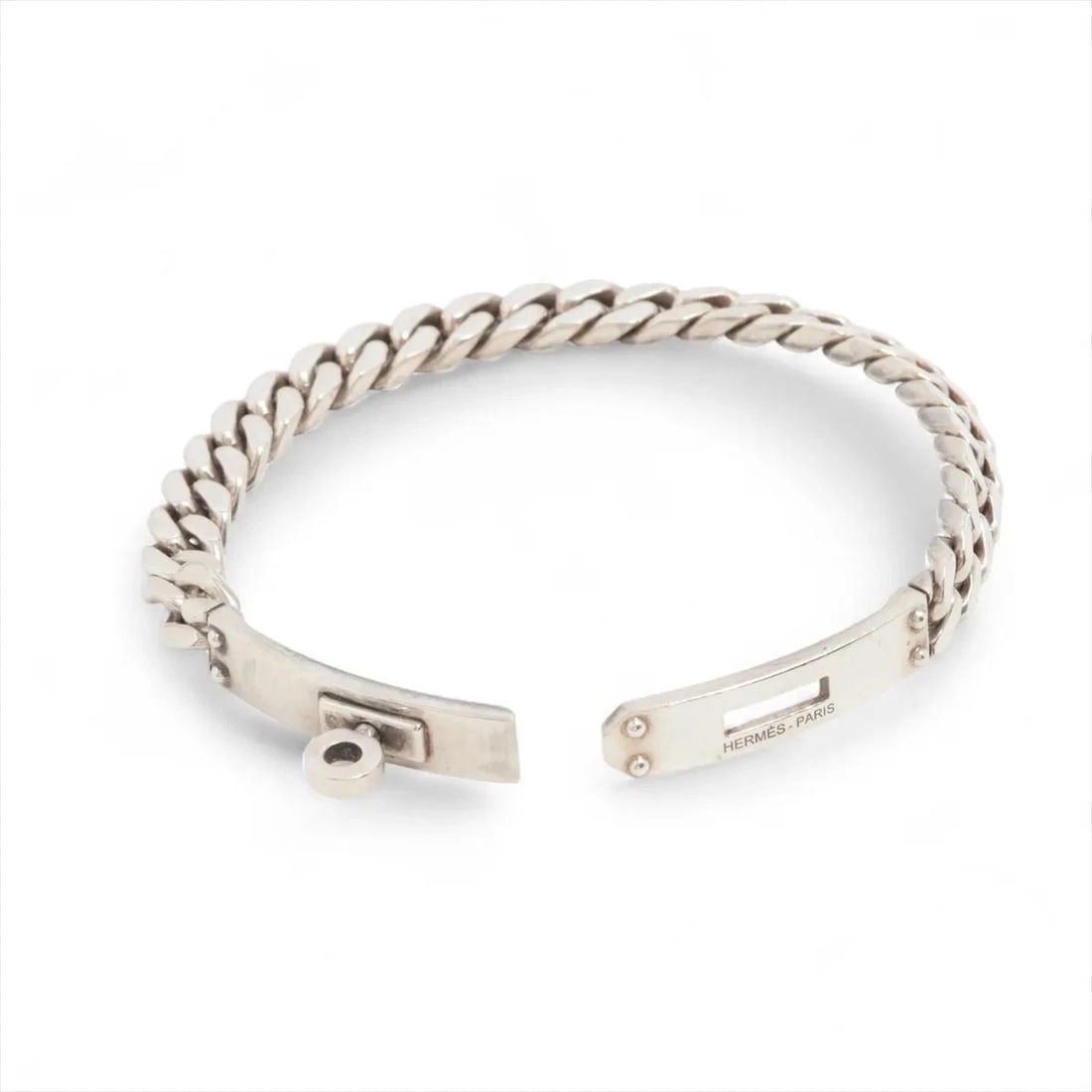 HERMES KELLY GOURMETTO BRACELET: Hermes Kelly Gourmetto Bracelet Brand: Hermes Type/Style: Bracelet Material: 925, Color: Silver Size: Bracelet length:14.5 Accessories: None Accessories Notice: When purchasing pre-owned g