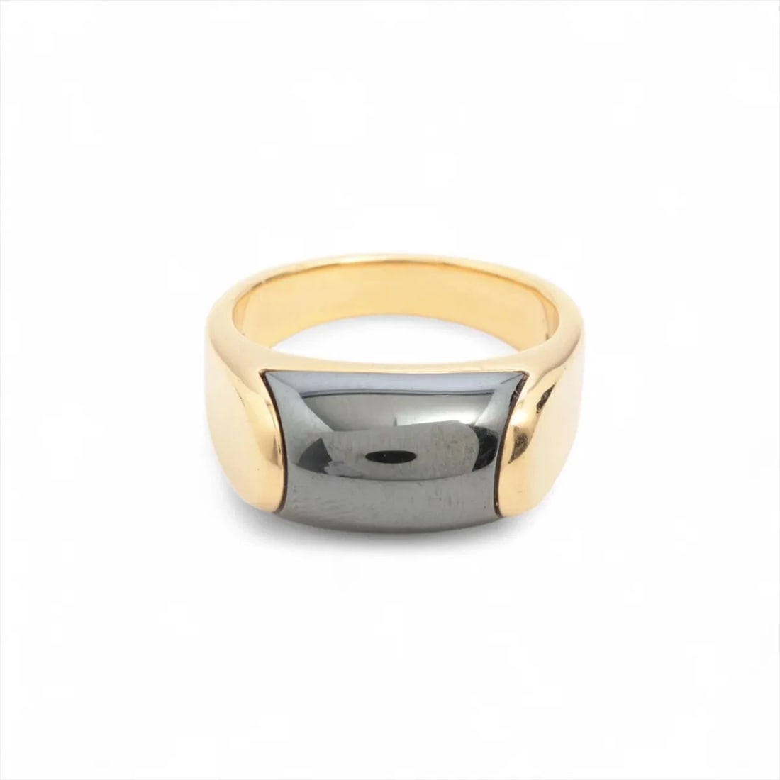 BVLGARI TRONCHETTO HEMATITE RING 750(YG): Bvlgari Tronchetto Hematite Ring 750(YG) Brand: Bvlgari Type/Style: Ring Material: 750(YG), Color: YG Size: 6 - 6.25 US Accessories: None Accessories Notice: When purchasing pre-owned goods,