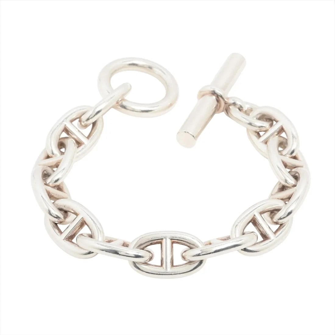 HERMES CHAÎNE D'ANCRE TGM BRACELET: Hermes Chaîne d'Ancre TGM Bracelet Brand: Hermes Type/Style: Bracelet Material: 925, Color: Silver Size: Bracelet length:18 Accessories: None Accessories Notice: When purchasing pre-owned