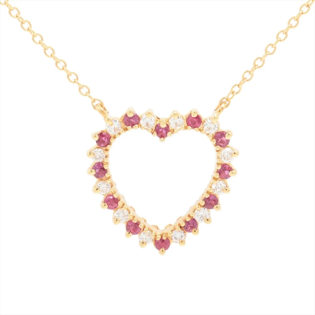 TIFFANY SENTIMENTAL HEART RUBY DIAMOND NECKLACE: Tiffany Sentimental Heart Ruby diamond Necklace Brand: Tiffany Type/Style: Necklace Material: 750(YG)×18K(YG), Main Stone/Creation Natural Color: YG Size: Size(CM) Chain length:41.3 