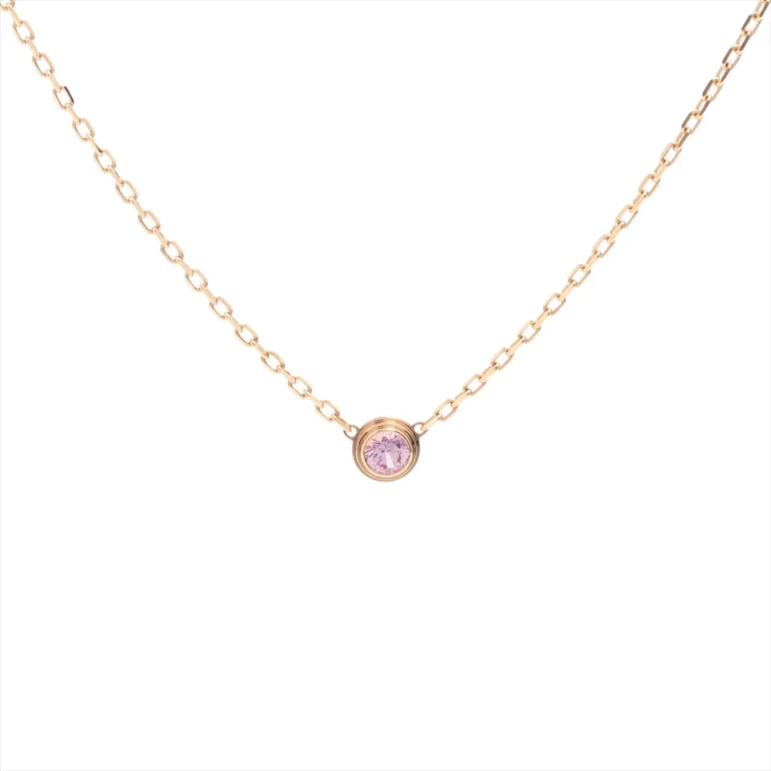 CARTIER D'AMOUR PINK SAPPHIRE NECKLACE 750: Cartier D'amour Pink sapphire Necklace 750 Brand: Cartier Type/Style: Necklace Material: 750(PG), Color: PG Size: Size(CM) Chain length:40.8 Accessories: None Accessories Notice: When