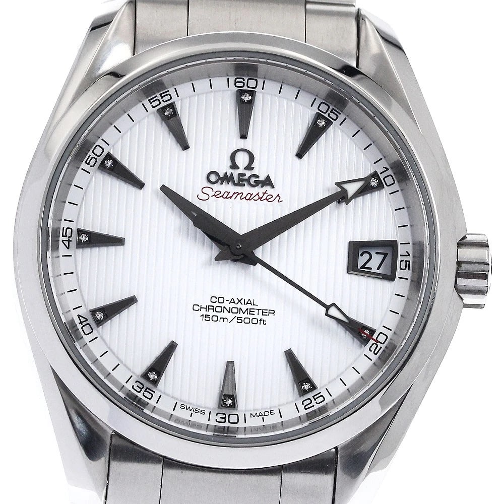 OMEGA SEAMASTER AQUA TERRA DIAMOND: OMEGA Seamaster Aqua Terra diamond Brand: OMEGA Type: Wristwatch Material: Band Material Stainless Steel, Case Material Stainless Steel Color: Band Color Silver, Dial Color white, Case Color Silver