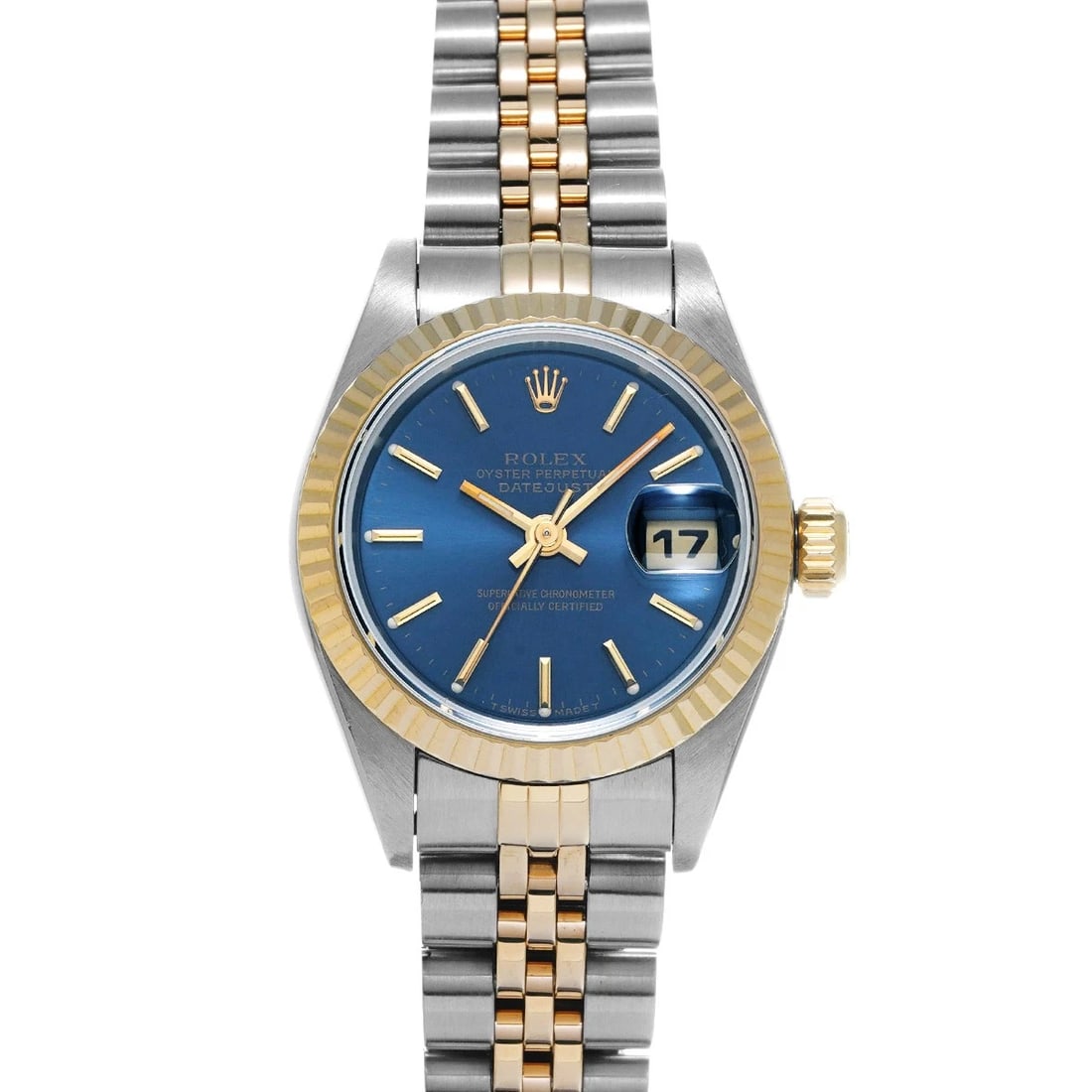 ROLEX DATEJUST BLUE WATCH: ROLEX Datejust blue WATCH Brand: ROLEX Type: Wristwatch Material: Band Material Stainless steel/Yellow Gold, Case Material Stainless steel Color: Dial Color blue Size: Case H/about 26mm W/about 26