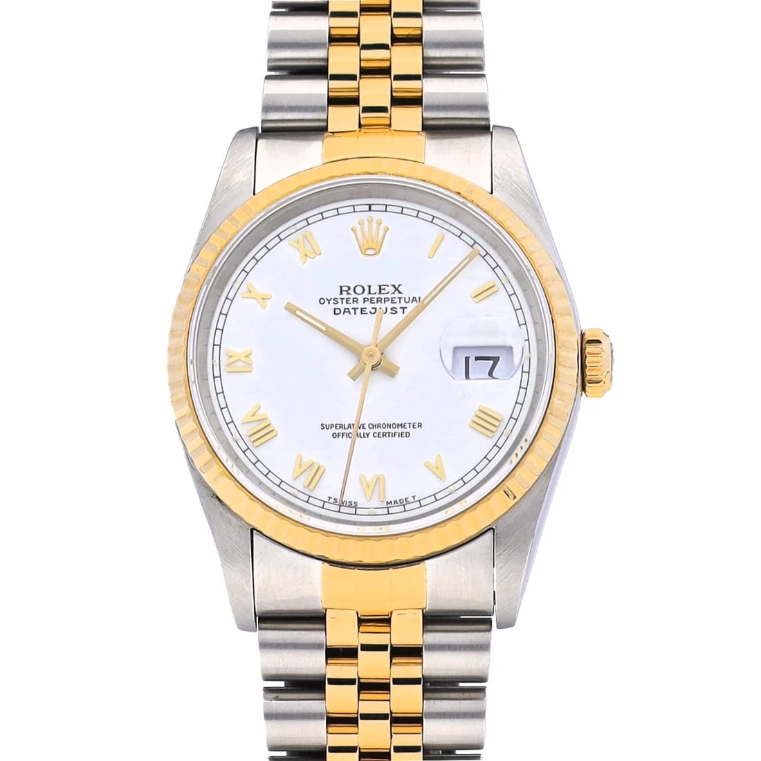 ROLEX DATEJUST WHITE WATCH: ROLEX Datejust white WATCH Brand: ROLEX Type: Wristwatch Material: Band Material Stainless steel/Yellow Gold, Case Material Stainless steel Color: Dial Color white Size: Case H/about 36mm W/about