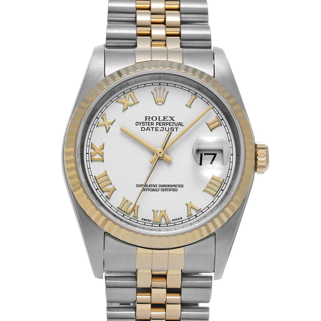 ROLEX DATEJUST WHITE WATCH: ROLEX Datejust white WATCH Brand: ROLEX Type: Wristwatch Material: Band Material Stainless steel/Yellow Gold, Case Material Stainless steel Color: Dial Color white Size: Case H/about 36mm W/about
