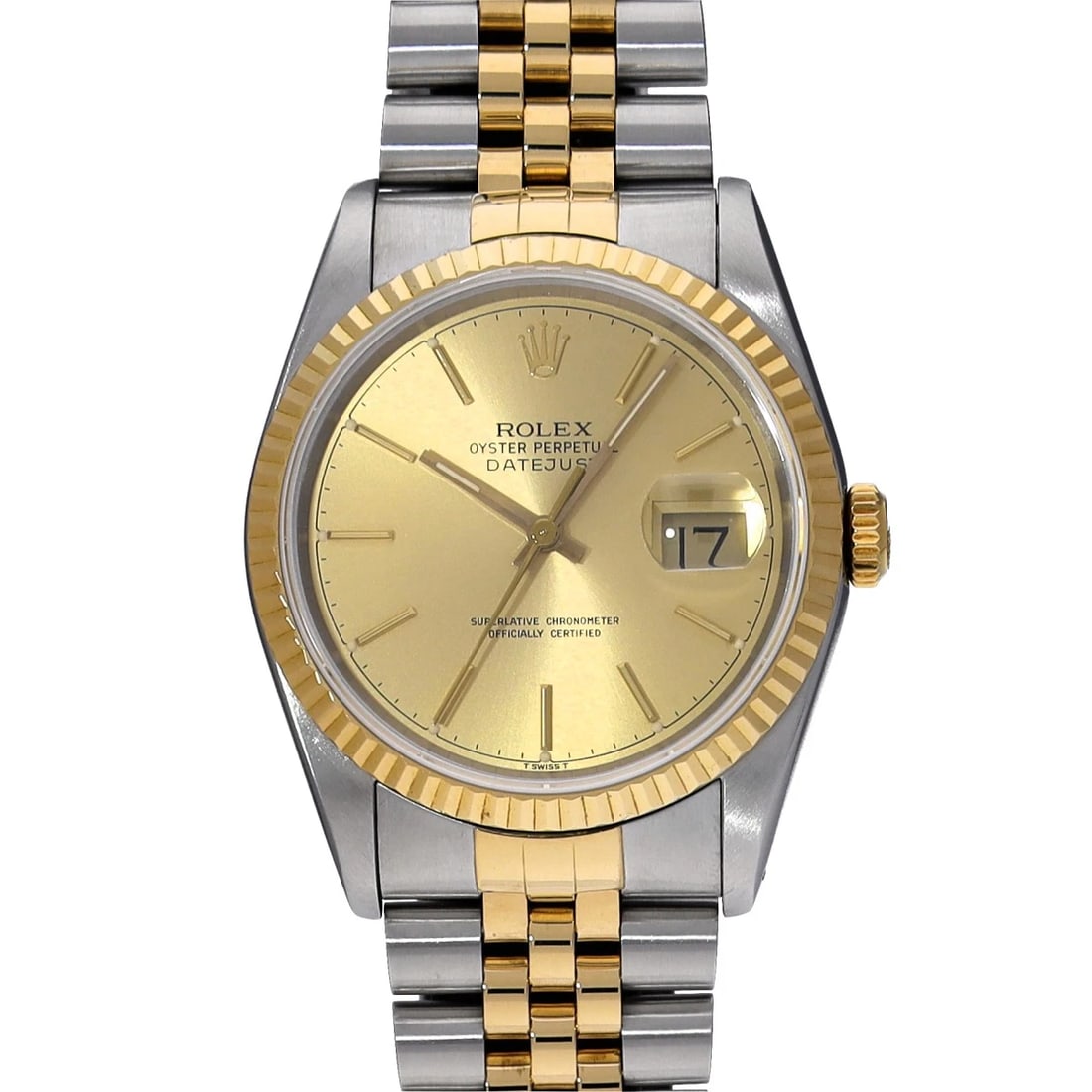 ROLEX DATEJUST CHAMPAGNE WATCH: ROLEX Datejust Champagne WATCH Brand: ROLEX Type: Wristwatch Material: Band Material Stainless steel/Yellow Gold, Case Material Stainless steel Color: Dial Color Champagne Size: Case H/about