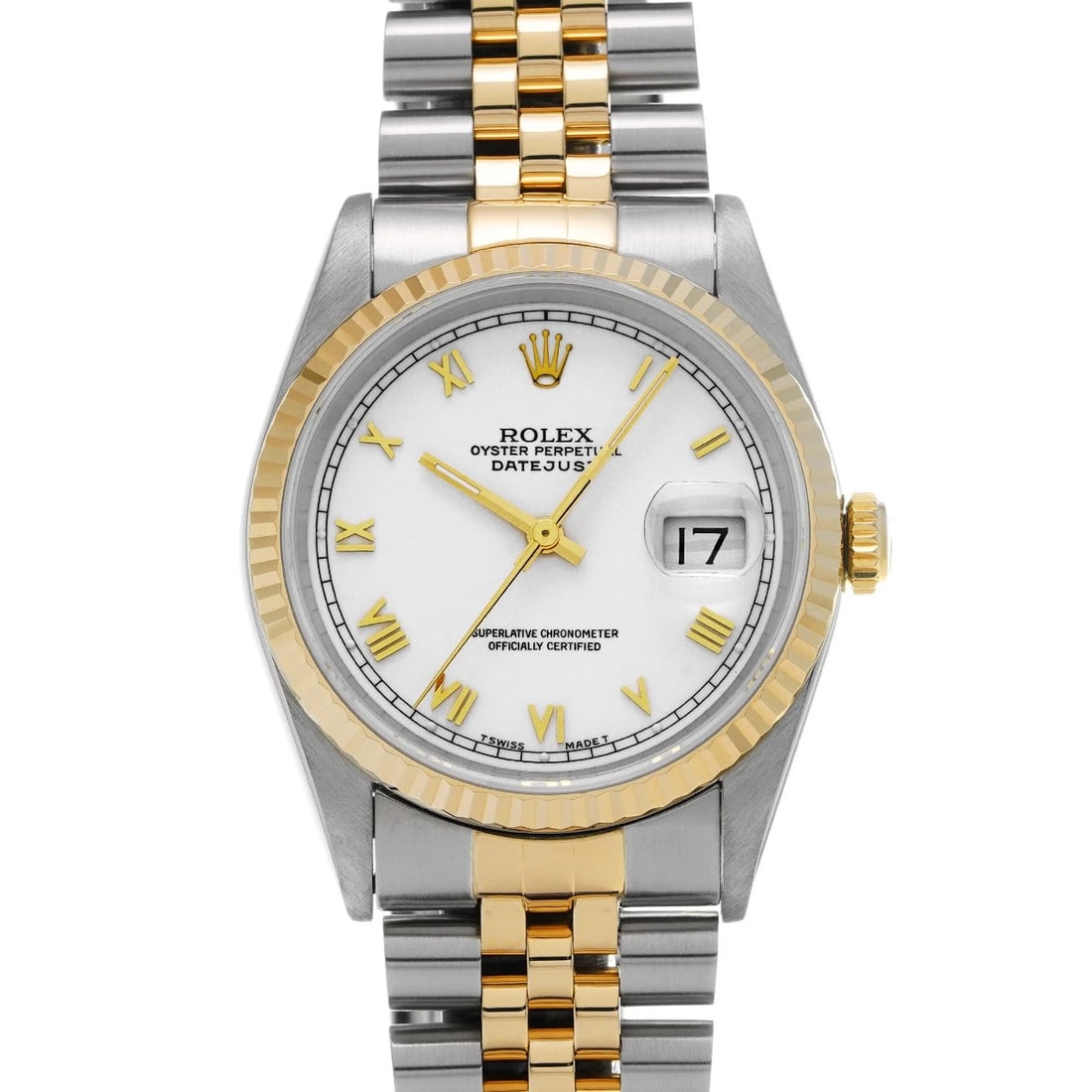 ROLEX DATEJUST WHITE WATCH: ROLEX Datejust white WATCH Brand: ROLEX Type: Wristwatch Material: Band Material Stainless steel/Yellow Gold, Case Material Stainless steel Color: Dial Color white Size: Case H/about 36mm