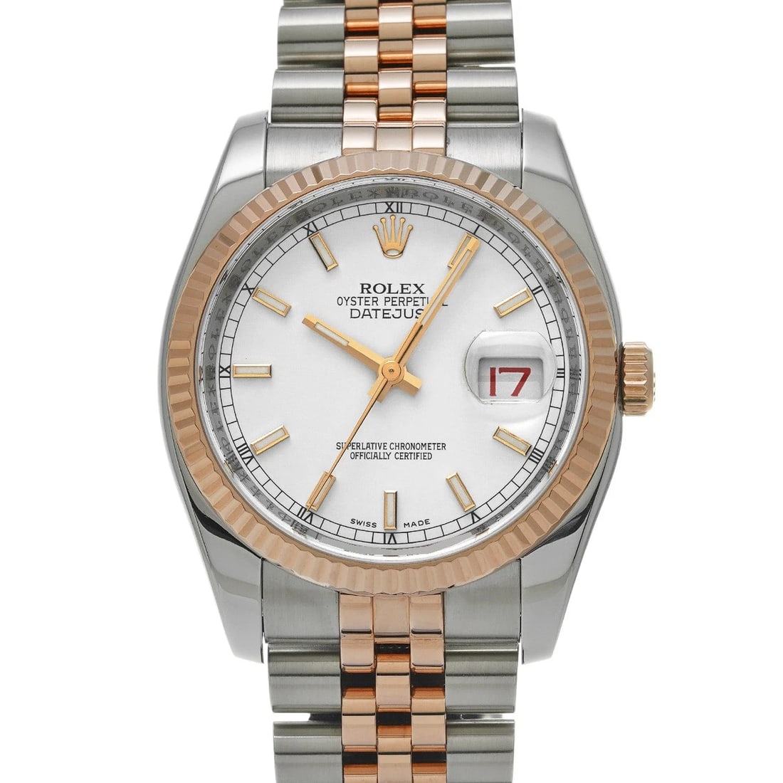 ROLEX DATEJUST WHITE WATCH: ROLEX Datejust white WATCH Brand: ROLEX Type: Wristwatch Material: Band Material Stainless steel/Everrose gold, Case Material Stainless steel Color: Dial Color white Size: Case H/about 36mm