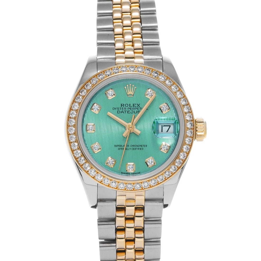 ROLEX DATEJUST MINT GREEN DIAMOND WATCH: ROLEX Datejust Mint green diamond WATCH Brand: ROLEX Type: Wristwatch Material: Band Material Stainless steel/Yellow Gold, Case Material Stainless steel Color: Dial Color Mint green Size: Case