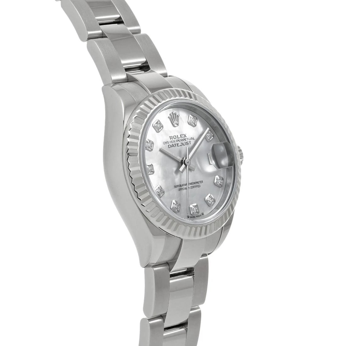 ROLEX DATEJUST WHITE SHELL DIAMOND WATCH - 3