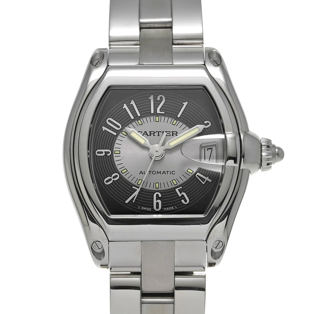CARTIER ROADSTER SILVER/GRAY WATCH: CARTIER Roadster Silver/gray WATCH Brand: CARTIER Type: Wristwatch Material: Band Material Stainless steel, Case Material Stainless steel Color: Dial Color Silver Size: Case H/about 44mm