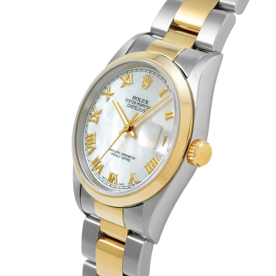 ROLEX DATEJUST WHITE SHELL WATCH - 2