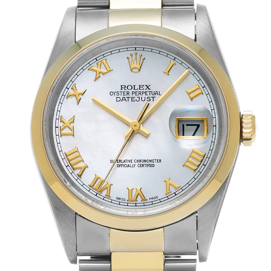 ROLEX DATEJUST WHITE SHELL WATCH - 4
