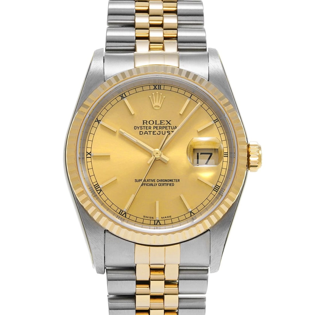 ROLEX DATEJUST CHAMPAGNE WATCH: ROLEX Datejust Champagne WATCH Brand: ROLEX Type: Wristwatch Material: Band Material Stainless steel/Yellow Gold, Case Material Stainless steel Color: Dial Color Champagne Size: Case H/about