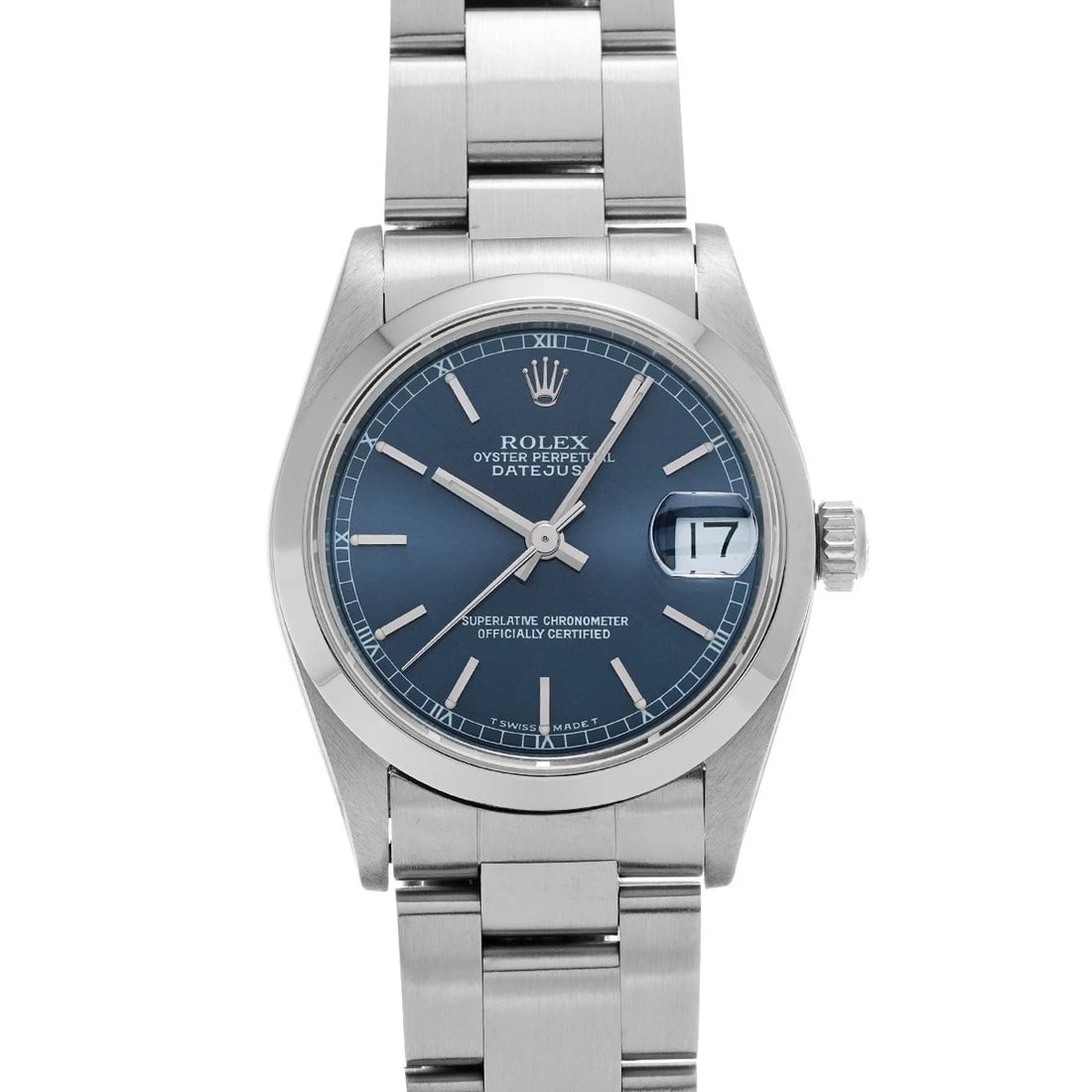ROLEX DATEJUST BLUE WATCH: ROLEX Datejust blue WATCH Brand: ROLEX Type: Wristwatch Material: Band Material Stainless steel, Case Material Stainless steel Color: Dial Color blue Size: Case H/about 31mm W/about 31mm D/about 1