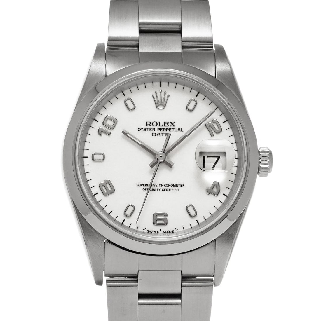 ROLEX OYSTER PERPETUAL WHITE WATCH: ROLEX Oyster Perpetual white WATCH Brand: ROLEX Type: Wristwatch Material: Band Material Stainless steel, Case Material Stainless steel Color: Dial Color white Size: Case H/about 34mm W/about