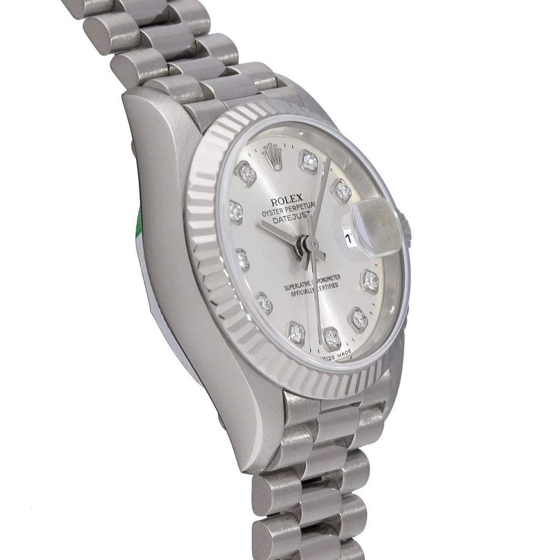 ROLEX SILVER DIAMOND WATCH - 3