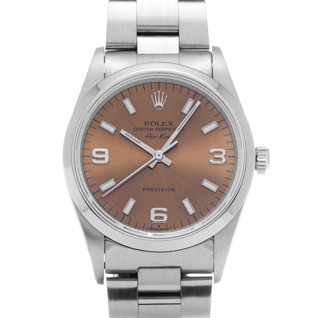 ROLEX AIR KING PINK WATCH: ROLEX Air King pink WATCH Brand: ROLEX Type: Wristwatch Material: Band Material Stainless steel, Case Material Stainless steel Color: Dial Color pink Size: Case H/about 34mm W/about 34mm