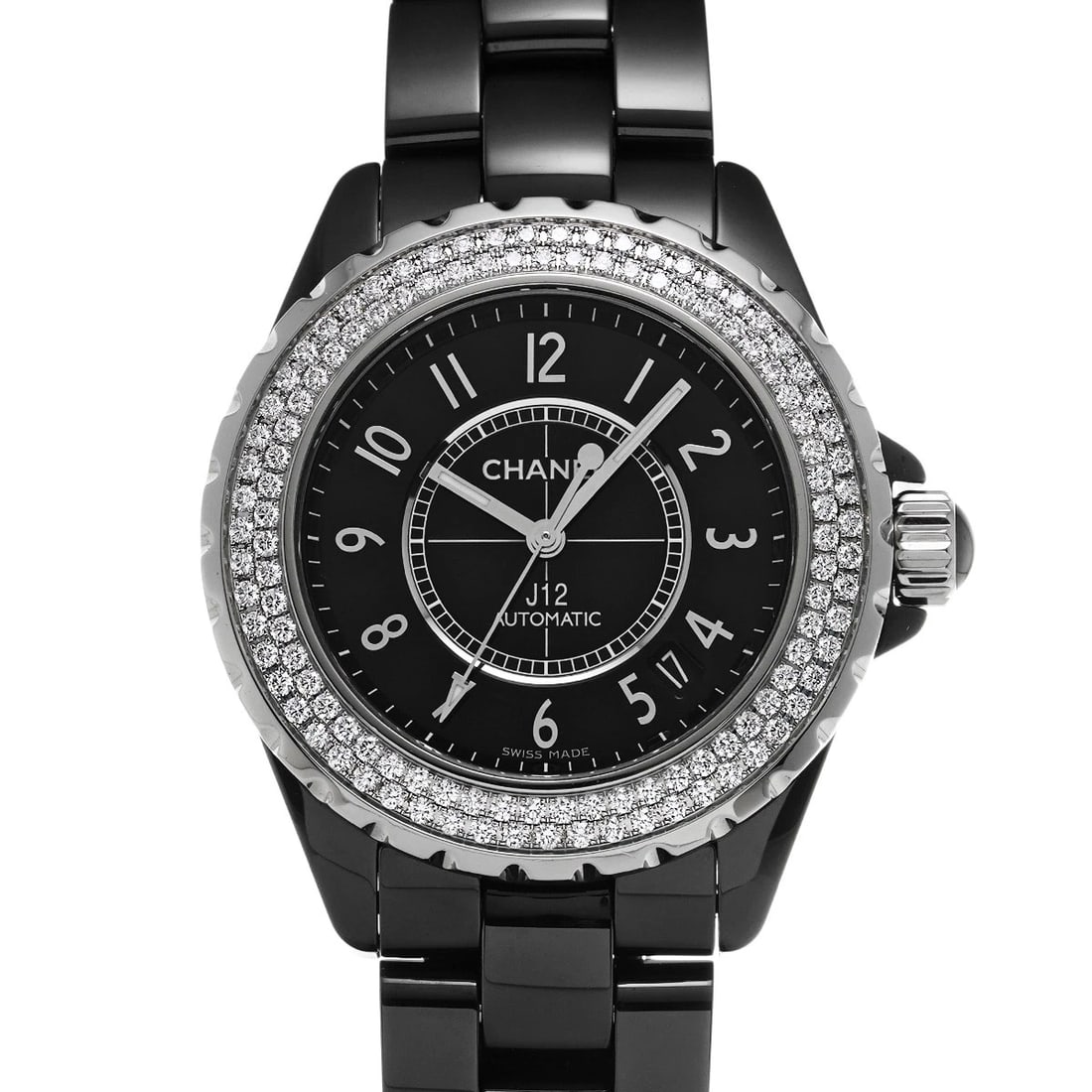 CHANEL J12 BLACK WATCH: CHANEL J12 black WATCH Brand: CHANEL Type: Wristwatch Material: Band Material ceramic, Case Material ceramic Color: Dial Color black Size: Case H/about 39mm W/about 39mm D/about 11.5mm lug