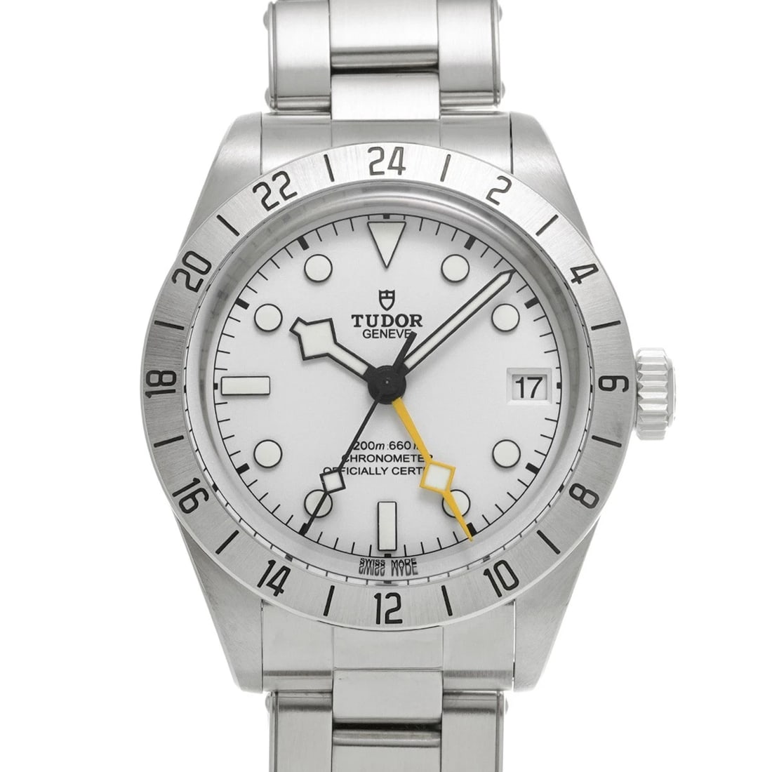 TUDOR BLACK BAY WHITE WATCH: TUDOR Black Bay white WATCH Brand: TUDOR Type: Wristwatch Material: Band Material Stainless steel, Case Material Stainless steel Color: Dial Color white Size: Case H/about 39mm W/about 39mm