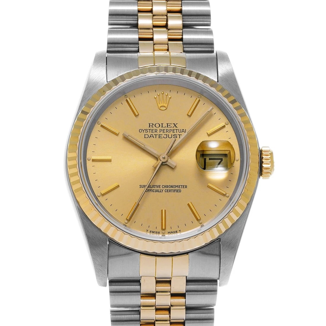 ROLEX DATEJUST CHAMPAGNE WATCH: ROLEX Datejust Champagne WATCH Brand: ROLEX Type: Wristwatch Material: Band Material Stainless steel/Yellow Gold, Case Material Stainless steel Color: Dial Color Champagne Size: Case H/about