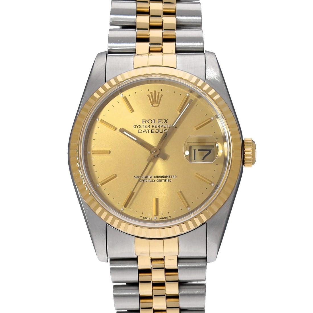 ROLEX DATEJUST CHAMPAGNE WATCH: ROLEX Datejust Champagne WATCH Brand: ROLEX Type: Wristwatch Material: Band Material Stainless steel/Yellow Gold, Case Material Stainless steel Color: Dial Color Champagne Size: Case H/about