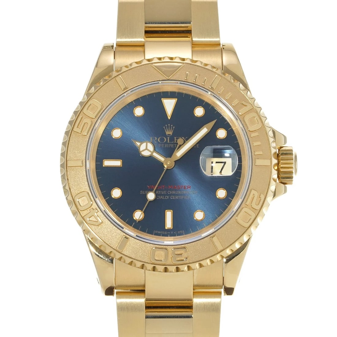 ROLEX YACHT MASTER BLUE WATCH: ROLEX Yacht Master blue WATCH Brand: ROLEX Type: Wristwatch Material: Band Material Yellow Gold, Case Material Yellow Gold Color: Dial Color blue Size: Case H/about 40mm W/about 40mm D/about