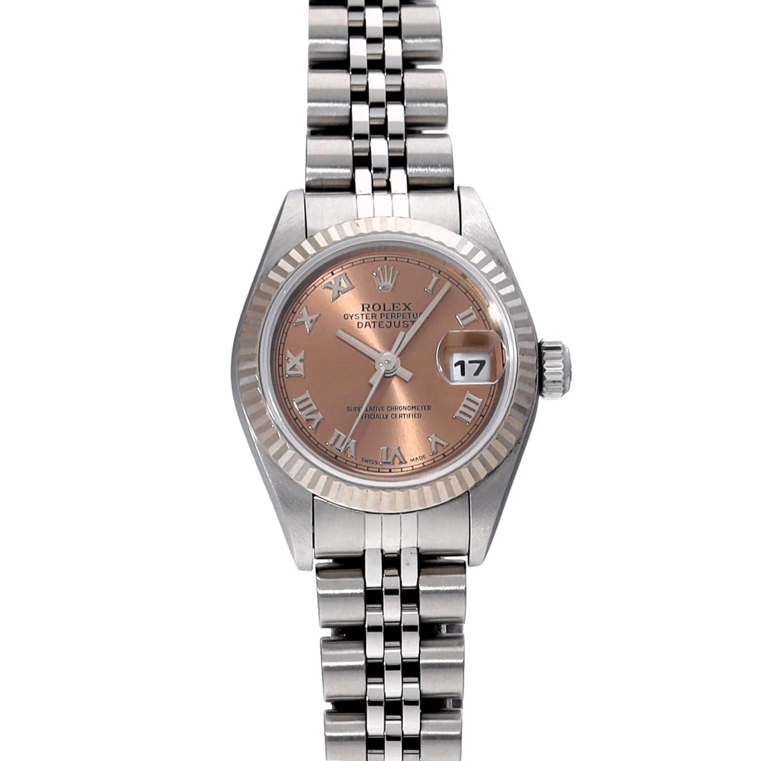 ROLEX DATEJUST PINK WATCH: ROLEX Datejust pink WATCH Brand: ROLEX Type: Wristwatch Material: Band Material Stainless steel, Case Material Stainless steel Color: Dial Color pink Size: Case H/about 26mm W/about 26mm D/about 1
