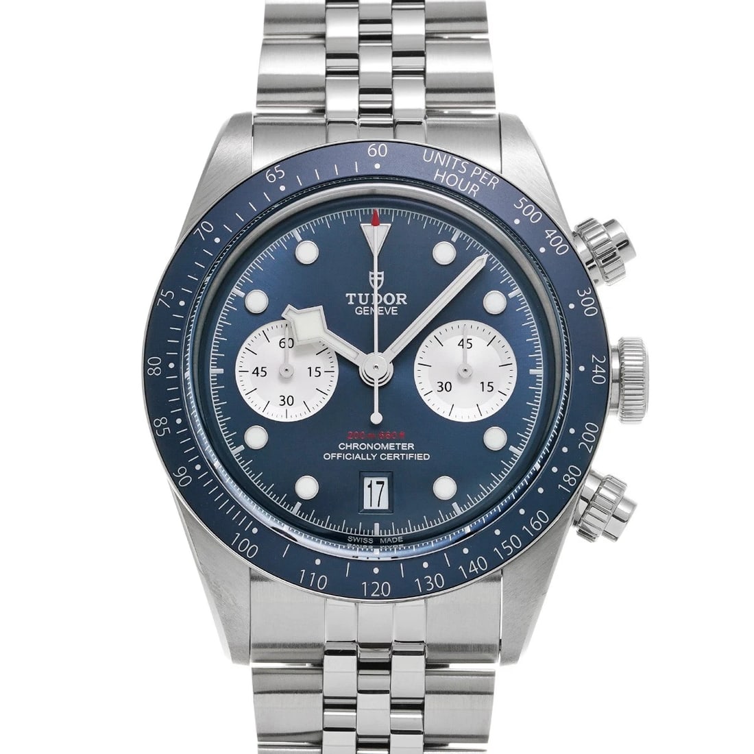 TUDOR BLACK BAY CHRONO BLUE SILVER WATCH: TUDOR Black Bay Chrono blue Silver WATCH Brand: TUDOR Type: Wristwatch Material: Band Material Stainless steel, Case Material Stainless steel Color: Dial Color blue Size: Case H/about 41mm