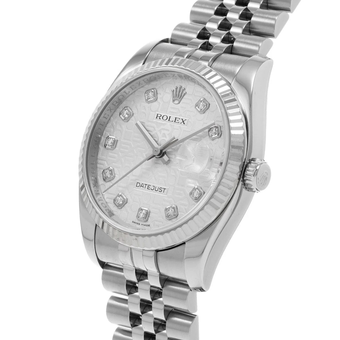 ROLEX DATEJUST SILVER COMPUTER DIAMOND WATCH - 2