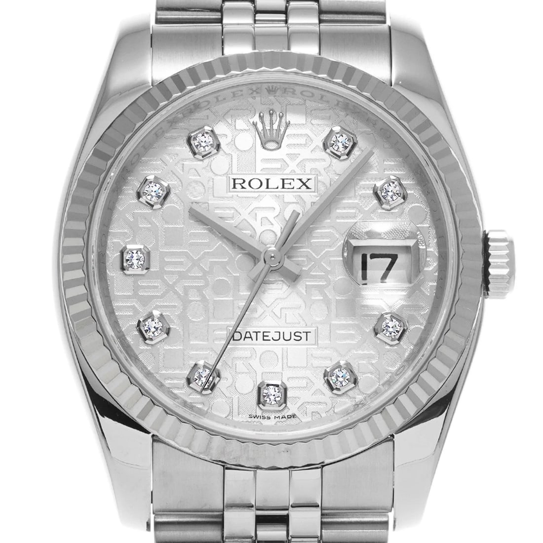 ROLEX DATEJUST SILVER COMPUTER DIAMOND WATCH - 4