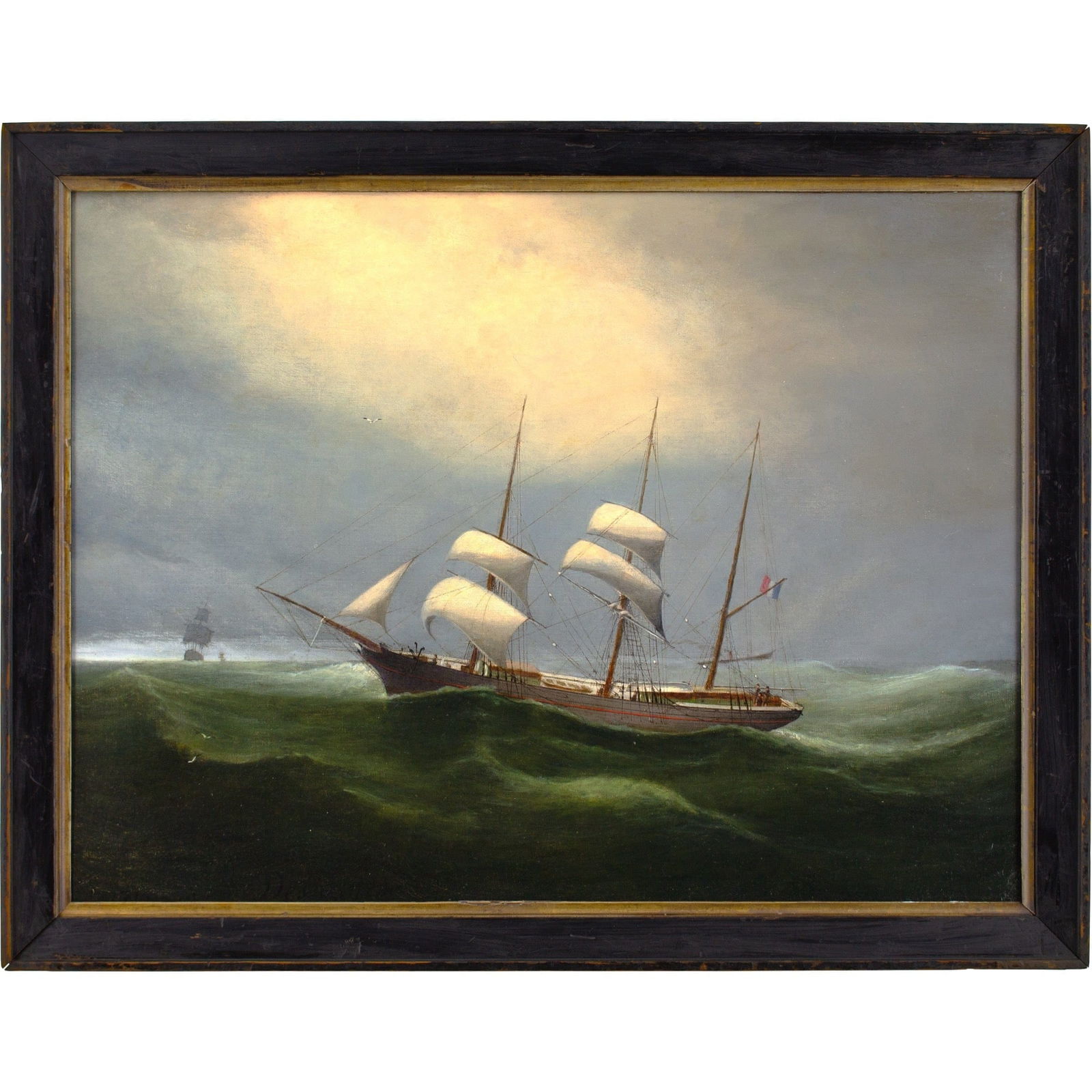 A CIRCLE OF MARIE-EDOUARD ADAM'S BARQUE "LIMBE" IN CHOPPY WATERS (1 of 7)