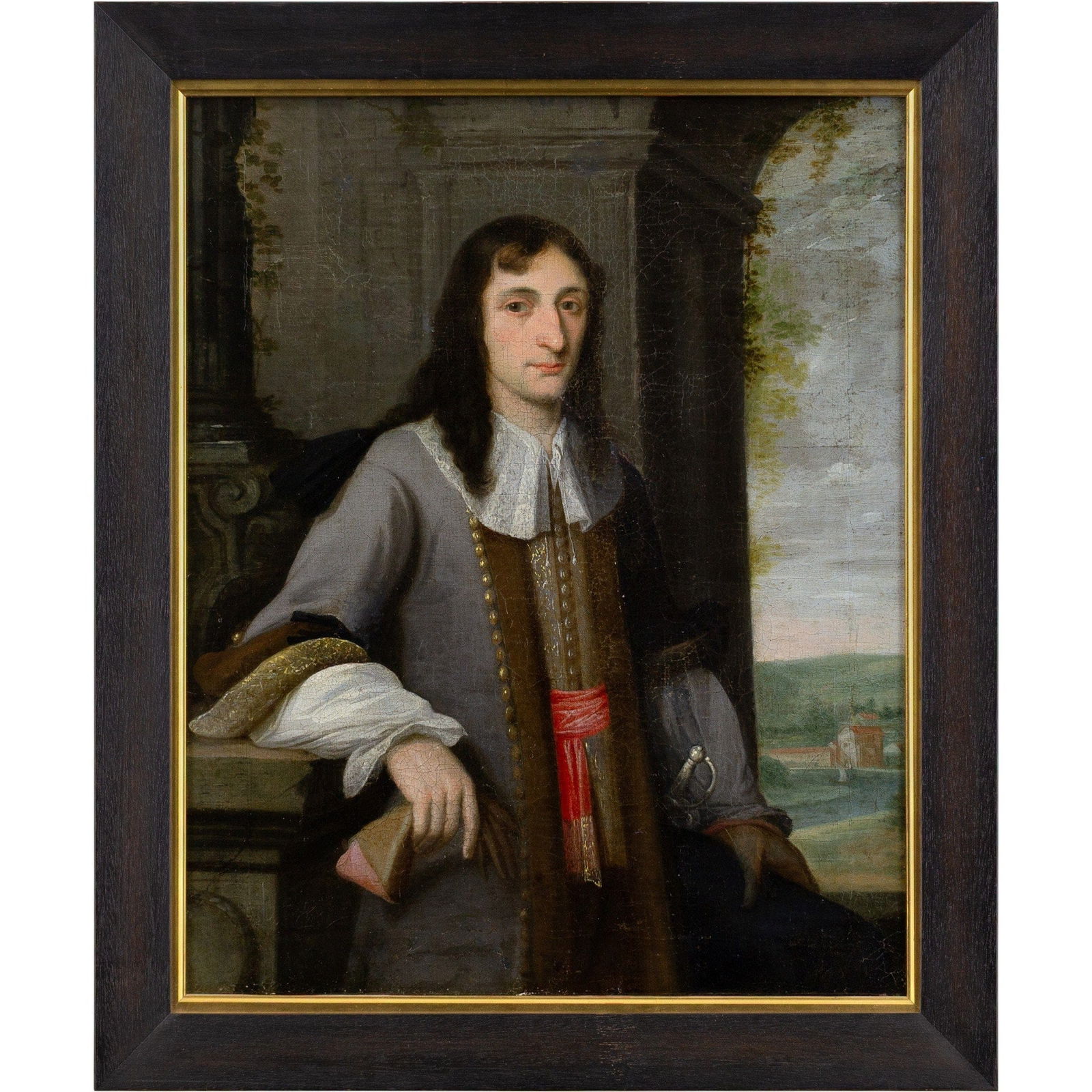 PORTRAIT OF A GENTLEMAN IN A JUSTAUCORPS, 17TH-CENTURY FLEMISH SCHOOL: Year: c. 1675 Size: 18½” x 22½” / 47cm x 57cm Medium: Oil on canvas Description: This exquisite Flemish image from the late 17th century shows a distinguished man dressed in