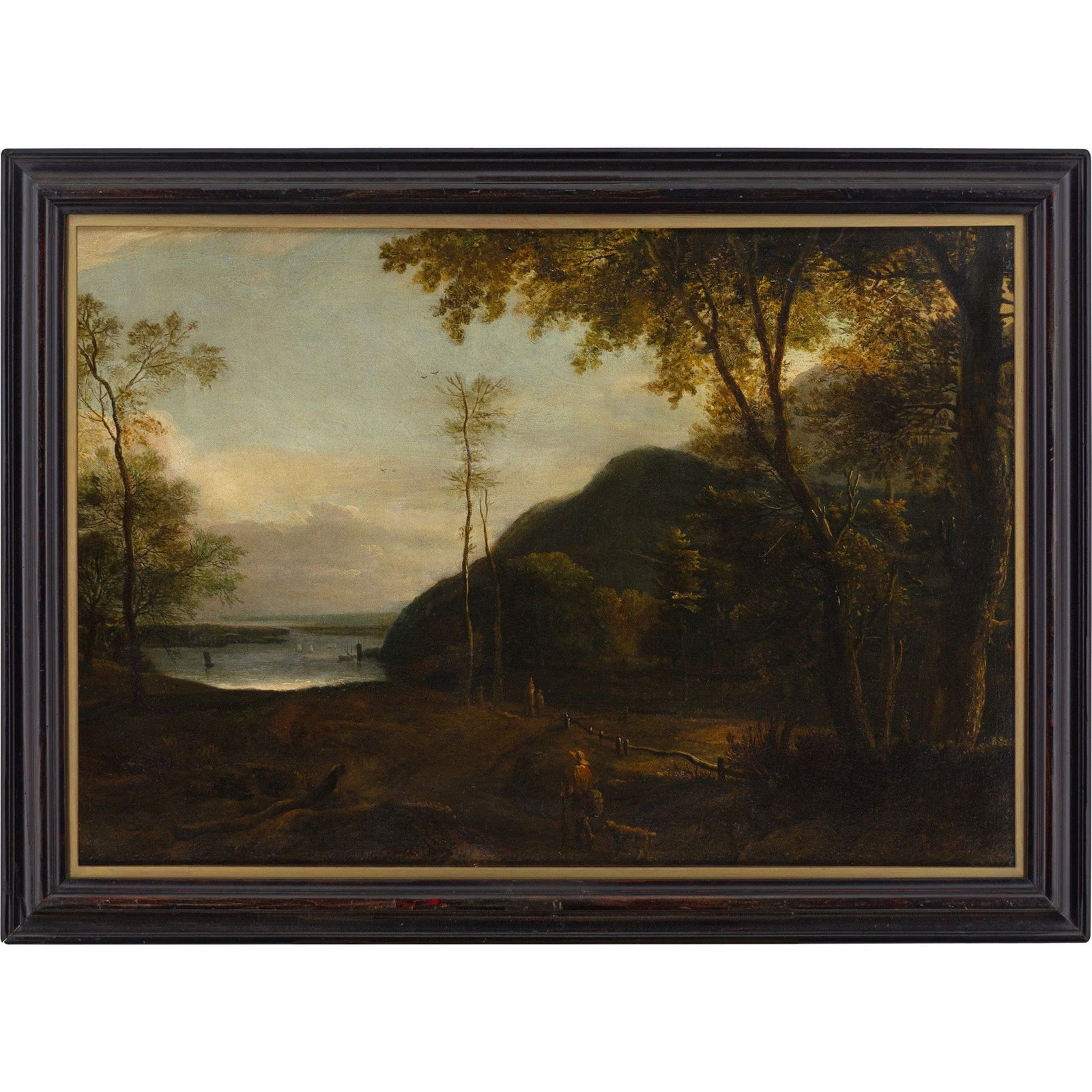 EARLY 18TH CENTURY DUTCH SCHOOL LANDSCAPE WITH RIVER, WAYFARER & DOG (1 of 7)