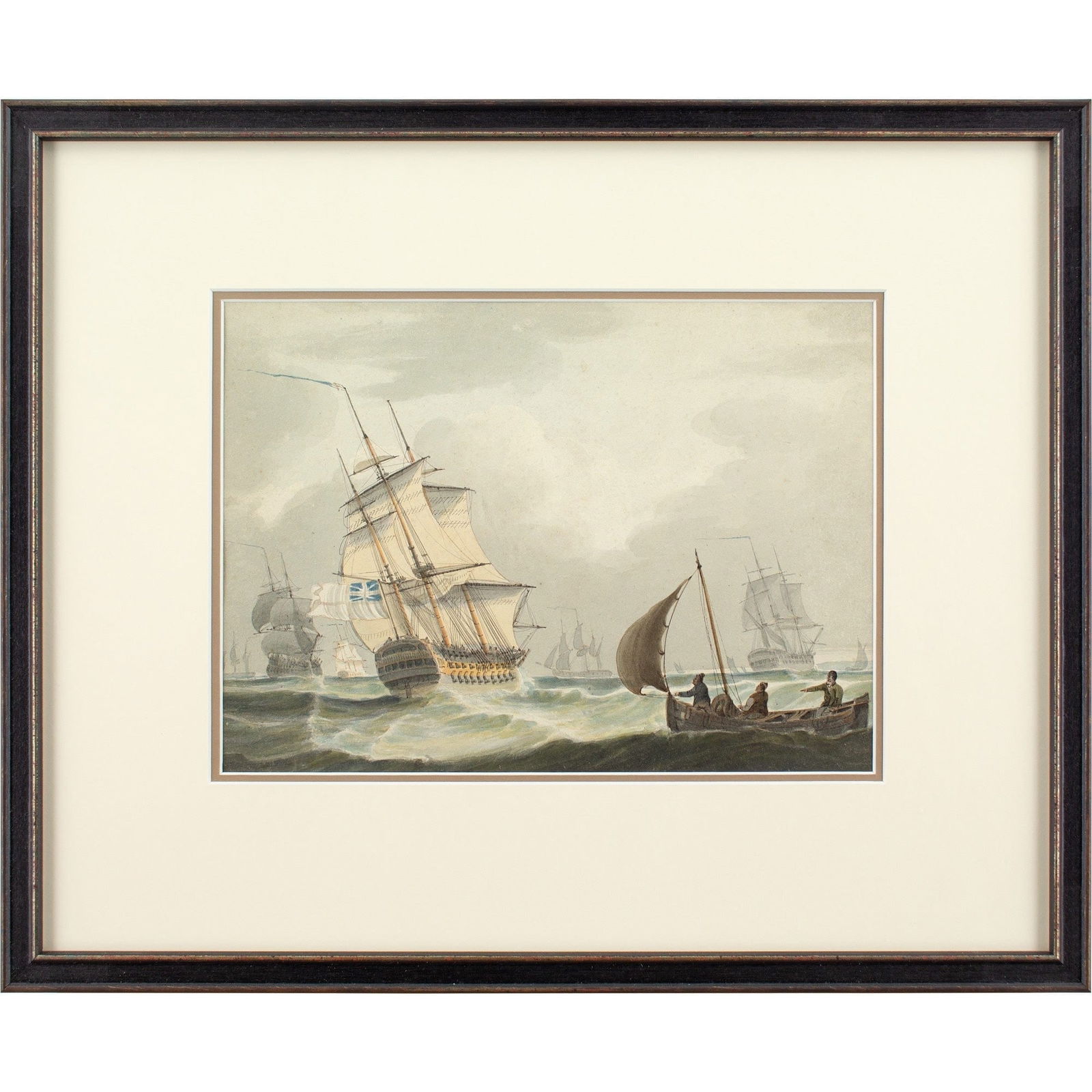 SAMUEL OWEN (ATTRIBUTED) A ROYAL NAVY MAN-OF-WAR IN A MARITIME SCENE (1 of 7)