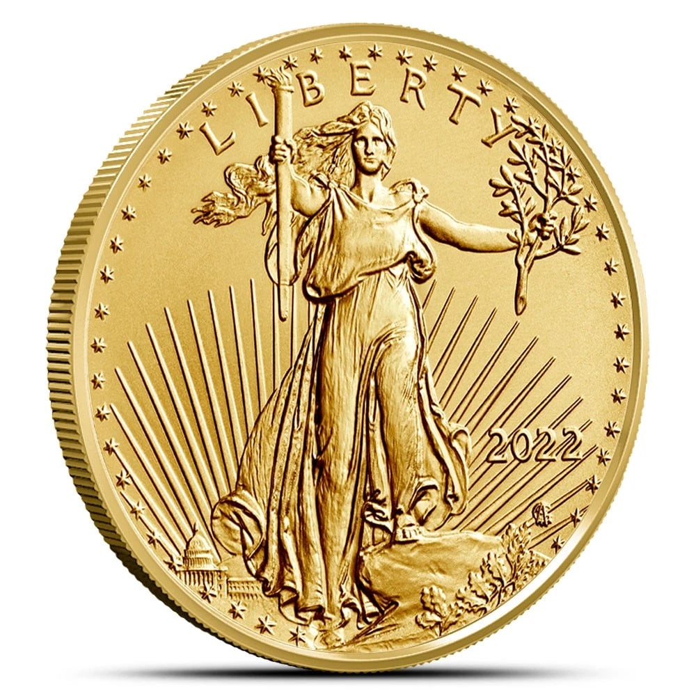 2022 AMERICAN GOLD EAGLE COIN: 2022 American Gold Eagle Coin Brand/Mint: US Mint Year: 2022 Denomination: None Fineness: 0.9167 Country of Origin: United States Accessories: None Accessories Notice: When purchasing