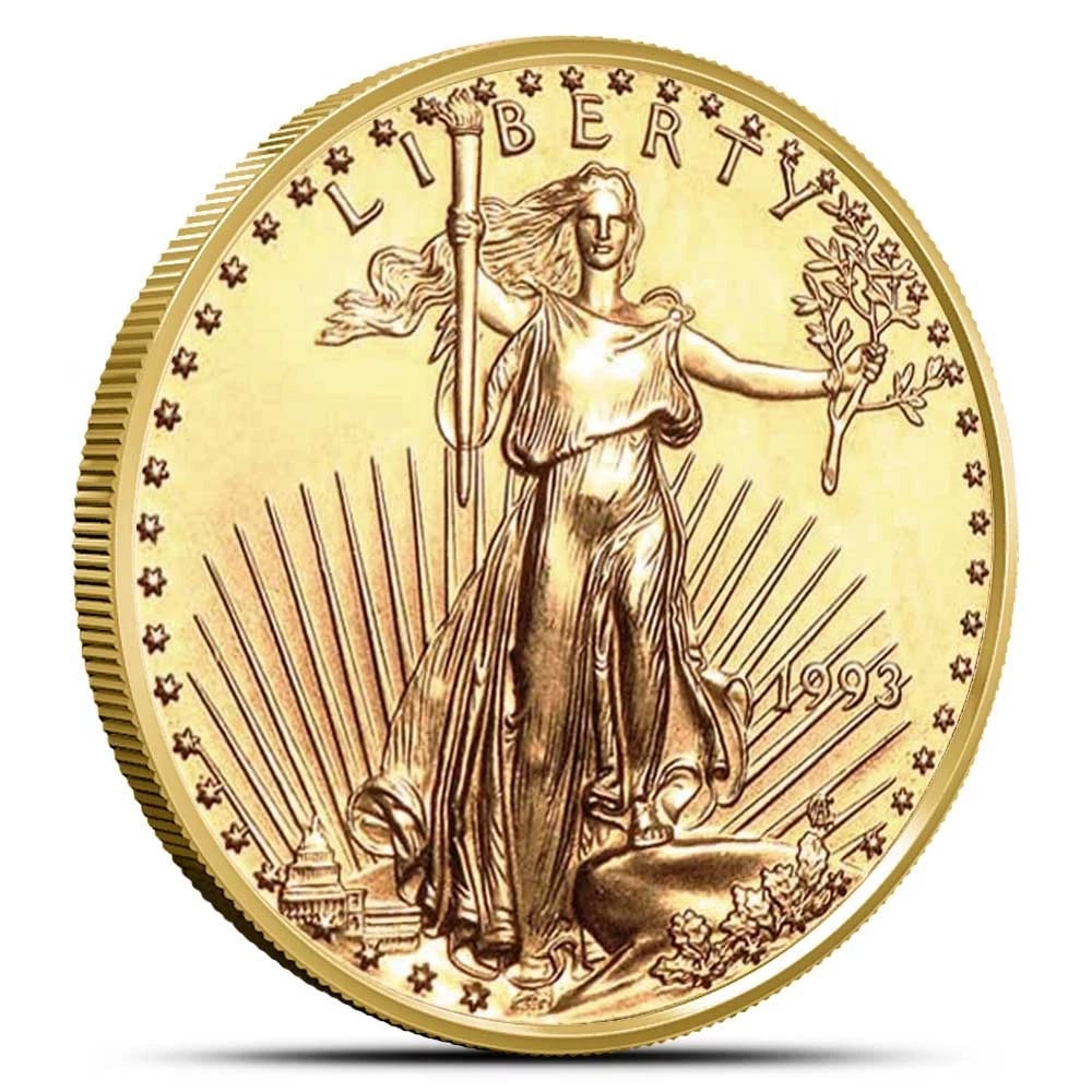 1993 AMERICAN GOLD EAGLE COIN: 1993 American Gold Eagle Coin Brand/Mint: US Mint Year: 1993 Denomination: None Fineness: 0.9167 Country of Origin: uni Accessories: None Accessories Notice: When purchasing pre-owned goods,