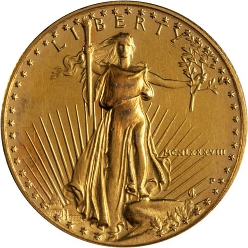 1988 AMERICAN GOLD EAGLE COIN: 1988 American Gold Eagle Coin Brand/Mint: US Mint Year: 1988 Denomination: None Fineness: 0.9167 Country of Origin: United States Accessories: None Accessories Notice: When purchasing pre-