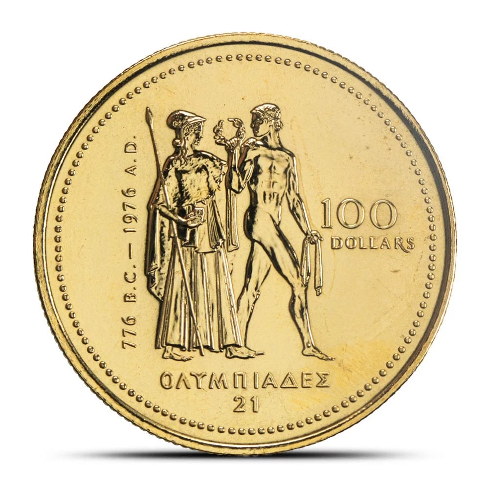 1976 $100 PROOF CANADIAN GOLD OLYMPIC COIN (1 of 2)