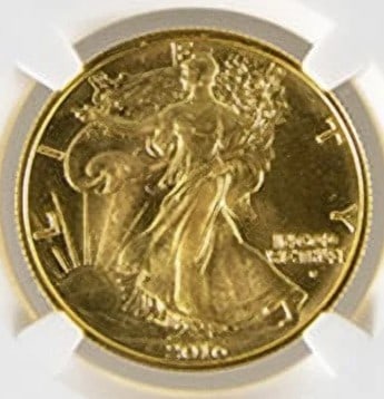 2016 AMERICAN GOLD WALKING LIBERTY HALF DOLLAR: 2016 American Gold Walking Liberty Half Dollar Brand/Mint: US Mint Year: 2016 Denomination: None Fineness: 0.9999 Country of Origin: United States Accessories: None Accessories Notice: When