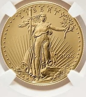 2026 AMERICAN GOLD EAGLE COIN: 2026 American Gold Eagle Coin Brand/Mint: US Mint Year: 2026 Denomination: None Fineness: 0.9167 Country of Origin: United States Accessories: None Accessories Notice: When purchasing