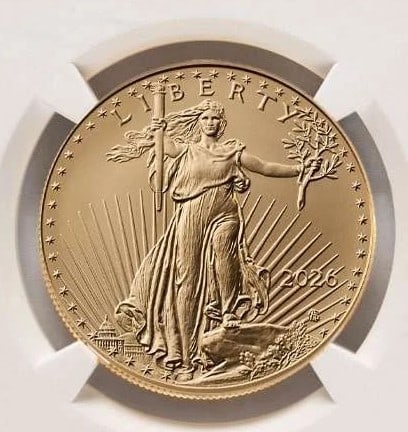 2026 AMERICAN GOLD EAGLE COIN: 2026 American Gold Eagle Coin Brand/Mint: US Mint Year: 2026 Denomination: None Fineness: 0.9167 Country of Origin: United States Accessories: None Accessories Notice: When purchasing pre-