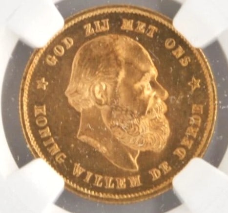 NETHERLANDS 1877 10 GULDEN WILLIAM III .900 FINE GOLD: Netherlands 1877 10 Gulden William III .900 Fine Gold Brand/Mint: None Year: 1877 Denomination: None Fineness: None Country of Origin: Netherlands Accessories: None Accessories Notice: Whe