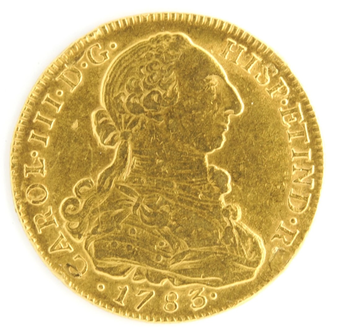 COLOMBIA 1783 NR JJ 8 ESCUDOS .901 FINE GOLD COIN (1 of 2)