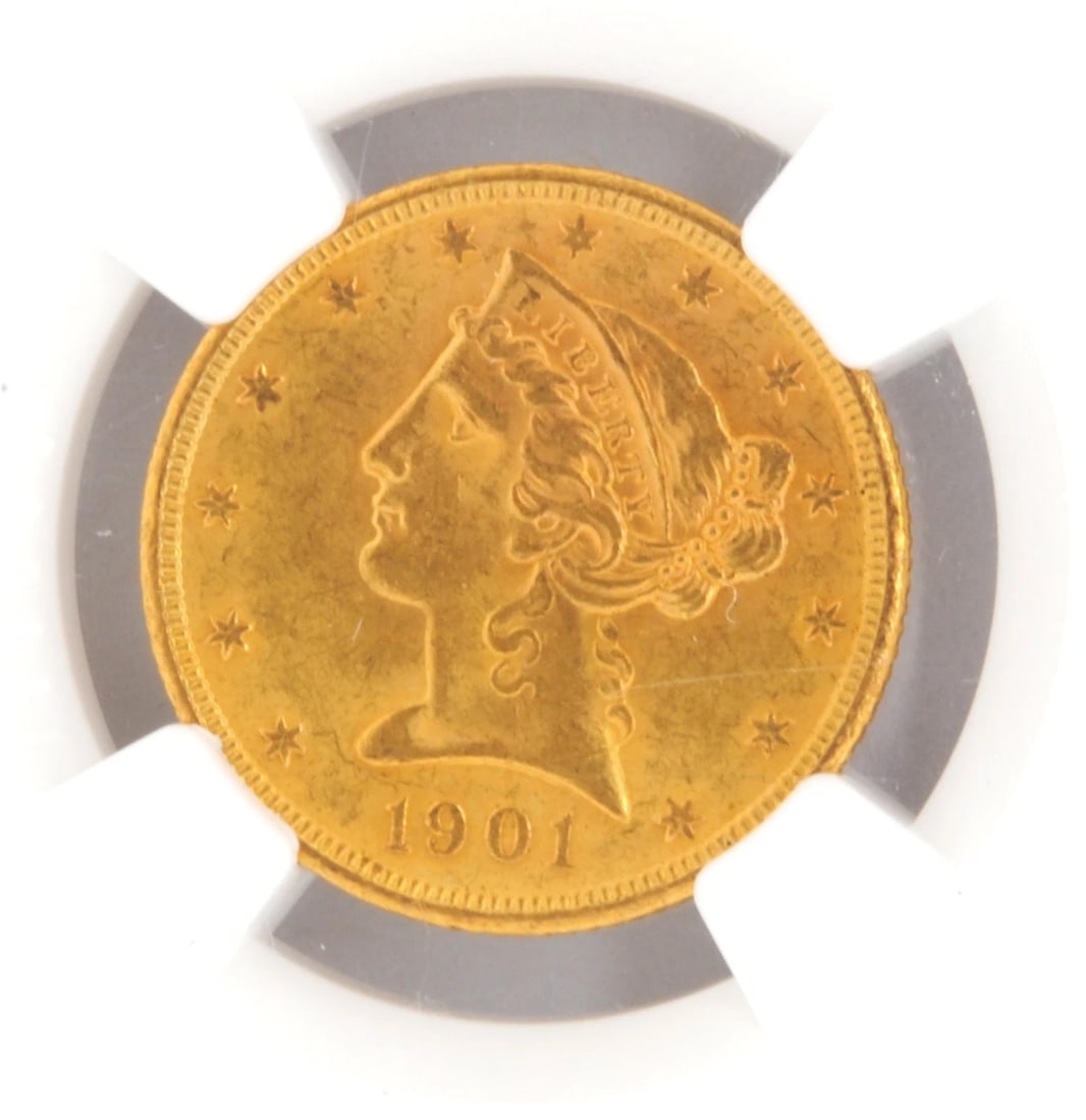 US 1901-S LIBERTY HEAD $5 GOLD .900 FINE COIN: US 1901-S Liberty Head $5 Gold .900 Fine Coin Brand/Mint: San Francisco Year: 1901 Denomination: $5 Fineness: 0.9 Country of Origin: United States Accessories: None Accessories Notice: When