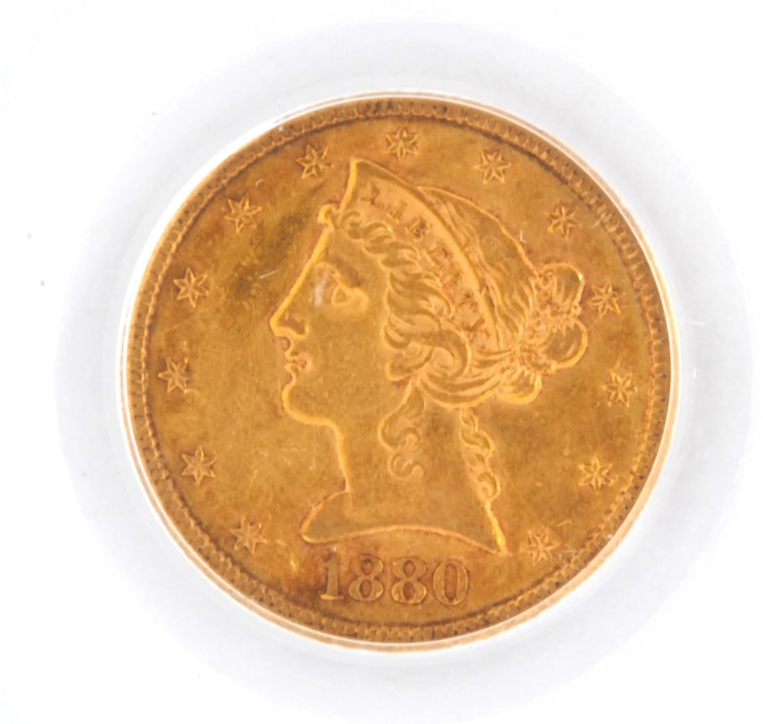 US 1880-S LIBERTY HEAD $5 GOLD .900 FINE COIN SAN FRANCISCO MINT (1 of 2)